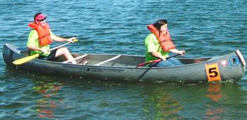 A boat actively racing